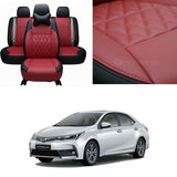 Toyota Corolla Diamond Stitch Seat Cover – Red & Black – Model 2015–2025