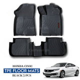 Honda Civic TPE Floor Mats Black – 3PCS Set | Model 2016–2021