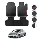 Honda Civic Reborn 2009–2012 PVC Rubber Floor Mat | Custom Fit Black Mix Design (3 Pcs Set)