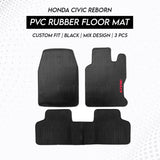 Honda Civic Reborn 2009–2012 PVC Rubber Floor Mat | Custom Fit Black Mix Design (3 Pcs Set)