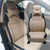 Toyota Corolla Diamond Stitch Seat Cover – Beige & Black – Model 2015–2025