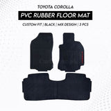 Toyota Corolla 2014–2025 PVC Rubber Floor Mat | Custom Fit Black Mix Design (3 Pcs Set)
