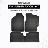 Toyota Yaris 2021-2025 PVC Rubber Floor Mat | Custom Fit Black Mix Design (3 Pcs Set)