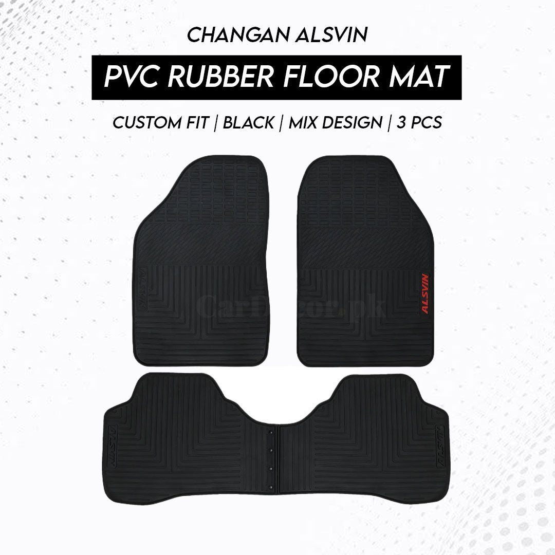 Changan Alsvin 2021-2024 PVC Rubber Floor Mat | Custom Fit Black Mix Design (3 Pcs Set)