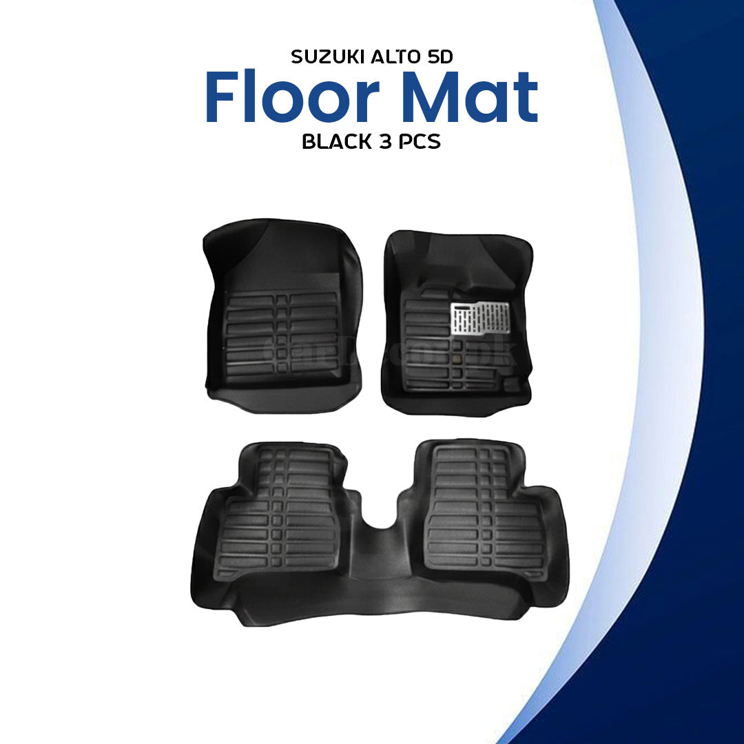 Suzuki Alto 5D Custom Black Floor Mats – 3 Pcs | Model 2018–2025