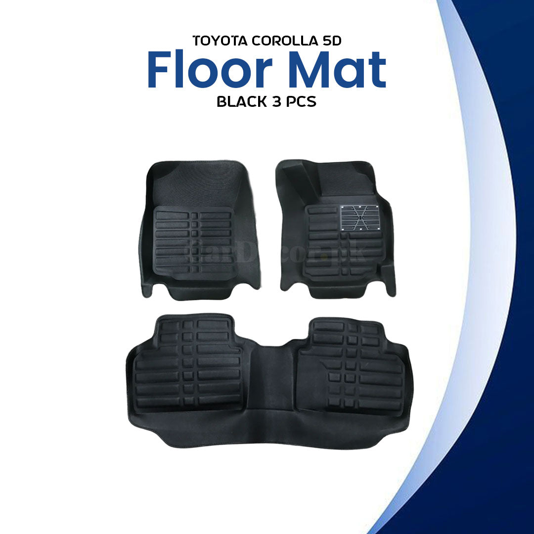 Toyota Corolla 5D Custom Black Floor Mats – 3 Pcs | Model 2014–2025