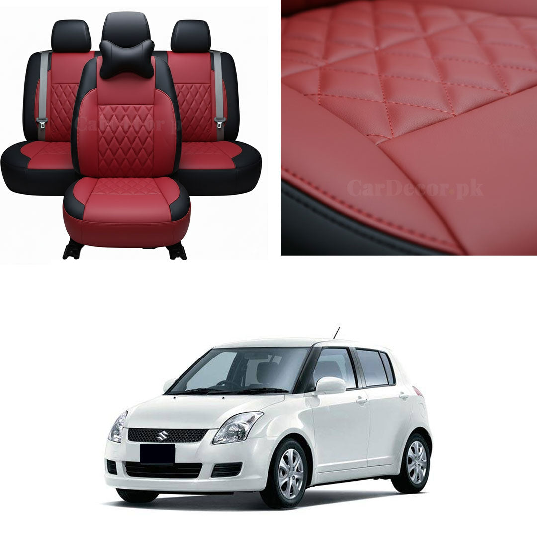 Suzuki Swift Diamond Stitch Seat Cover – Red & Black – Model 2010-2018