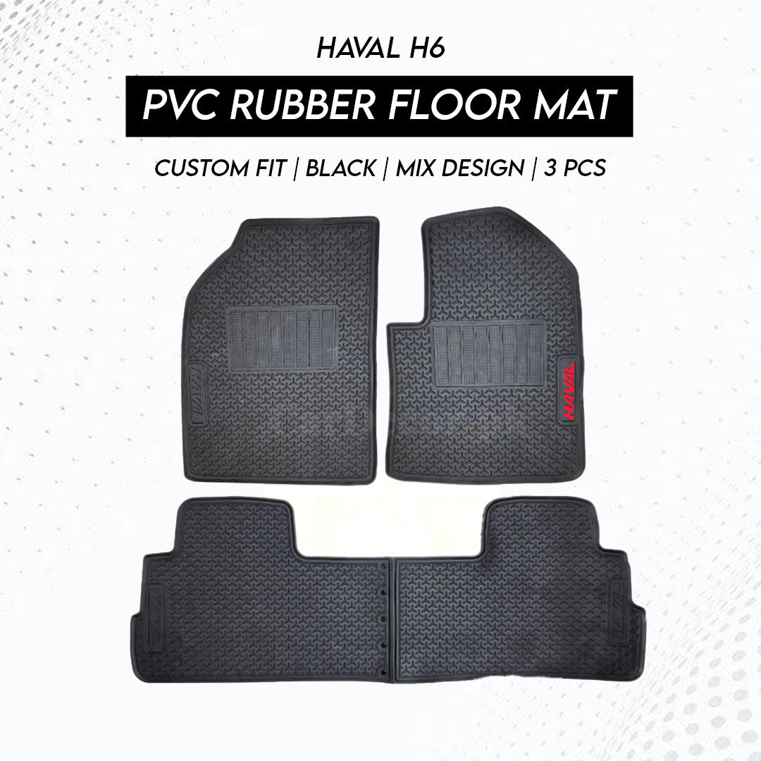 HAVAL H6 2022-2024 PVC Rubber Floor Mat | Custom Fit Black Mix Design (3 Pcs Set)