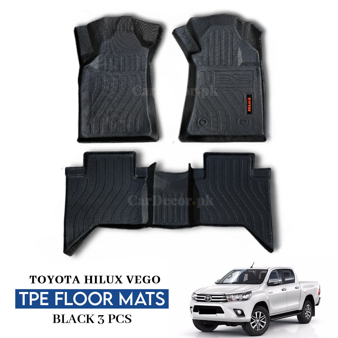 Toyota Hilux Vego TPE Floor Mats Black – 3PCS Set | Model 2016–2025