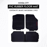 Honda City 2009–2020 PVC Rubber Floor Mat | Custom Fit Black Mix Design (3 Pcs Set)