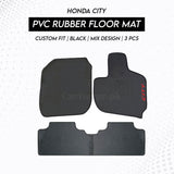 Honda City 2021–2024 PVC Rubber Floor Mat | Custom Fit Black Mix Design (3 Pcs Set)