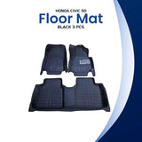 Honda Civic 5D Custom Black Floor Mats – 3 Pcs | Model 2022–2023