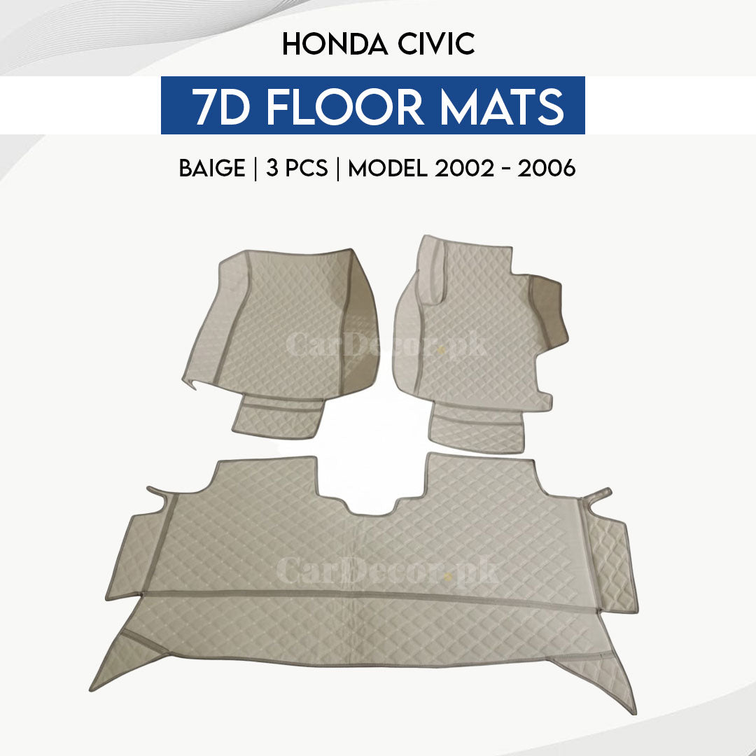 Honda Civic 7D Floor Mats Baige – 3PCS Set | Model 2002–2006