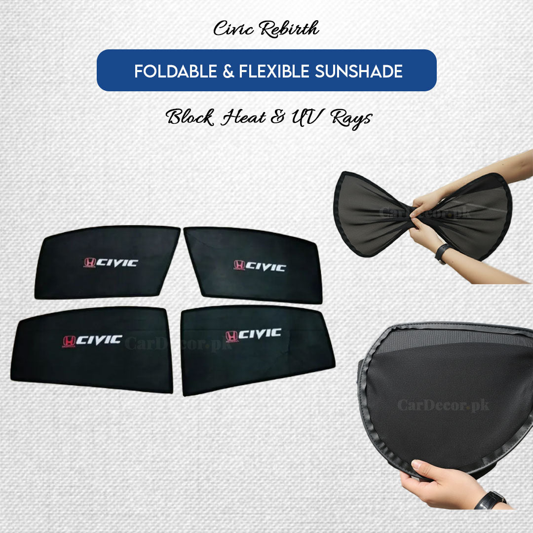 Honda Civic Rebirth Side Sun Shade Foldable & Flexible with Logo 2012-2016
