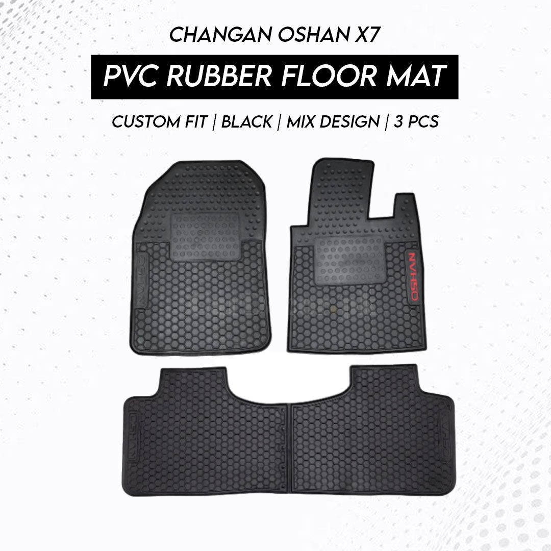 CHANGAN OSHAN X7 2022-2024 PVC Rubber Floor Mat | Custom Fit Black Mix Design (3 Pcs Set)