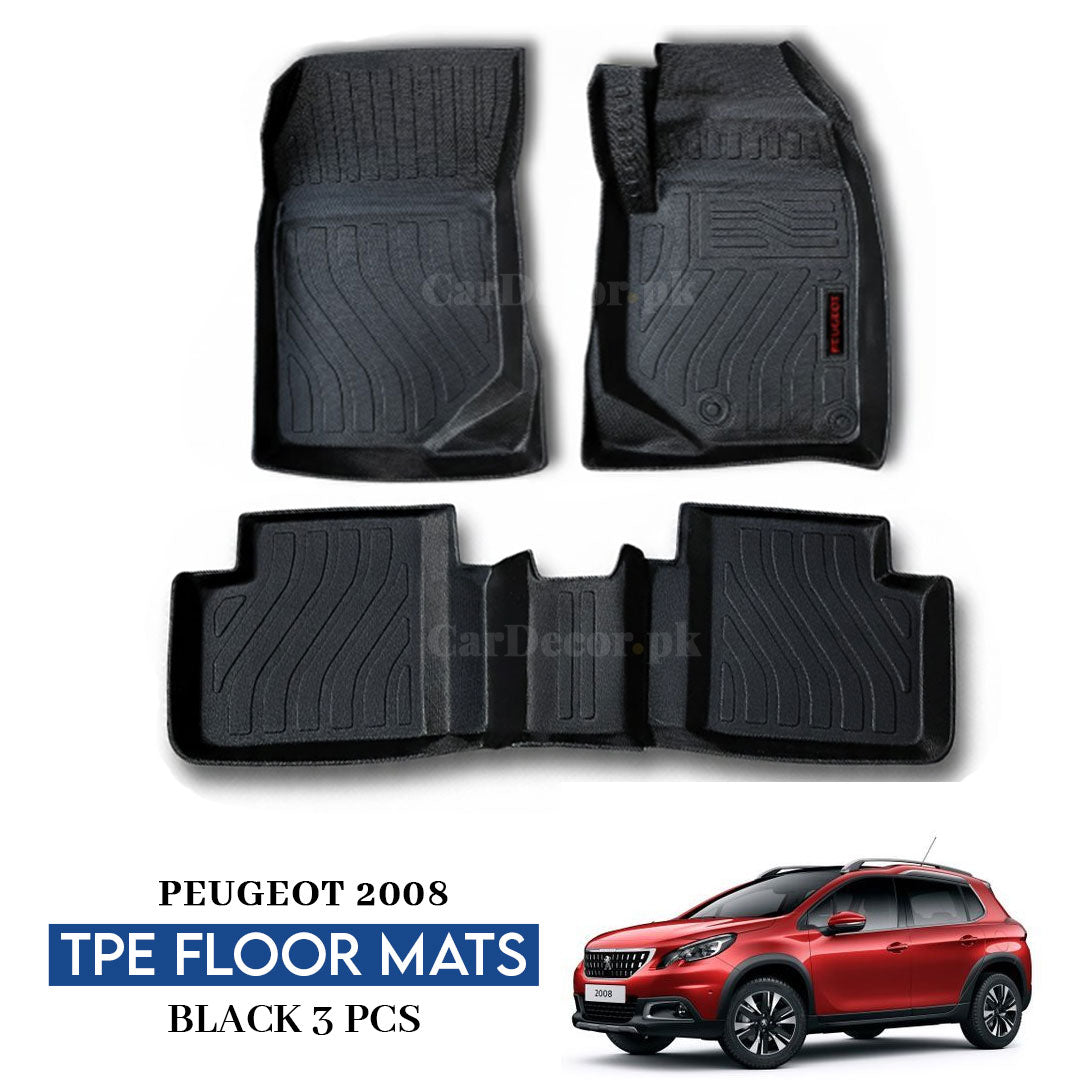 Peugeot 2008 TPE Floor Mats Black – 3PCS Set