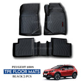 Peugeot 2008 TPE Floor Mats Black – 3PCS Set