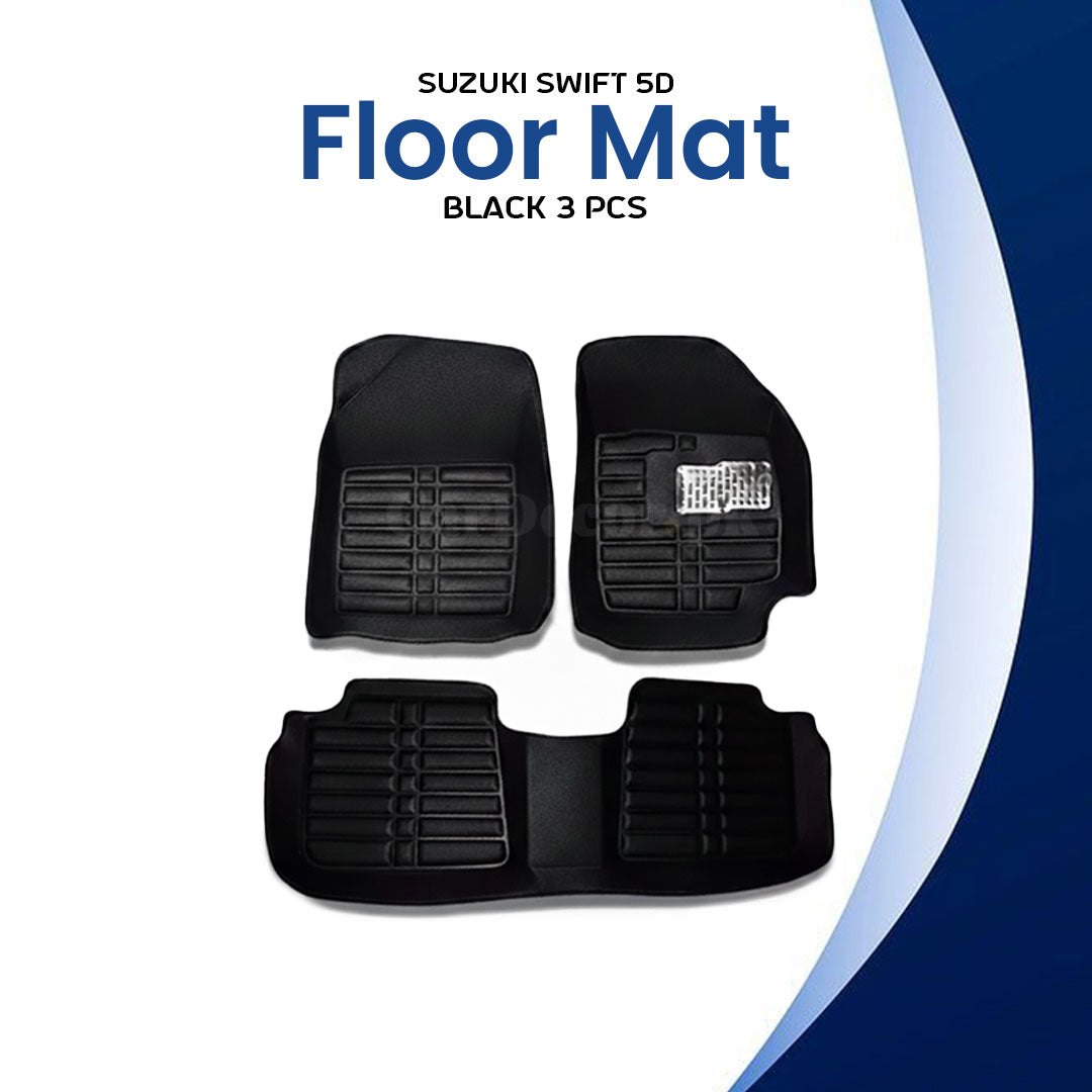 Suzuki Swift 5D Custom Black Floor Mats – 3 Pcs | Model 2008–2021