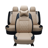 Toyota Corolla Diamond Stitch Seat Cover – Beige & Black – Model 2015–2025