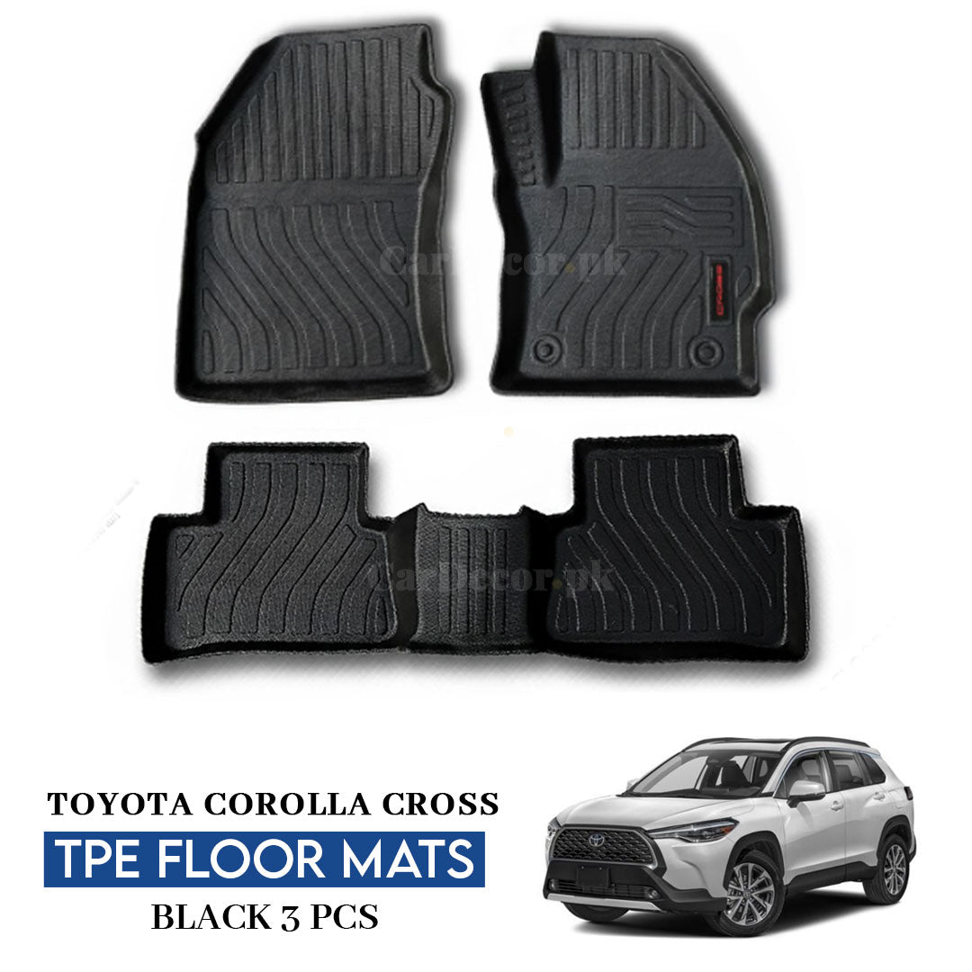 Toyota Corolla Cross TPE Floor Mats Black – 3PCS Set